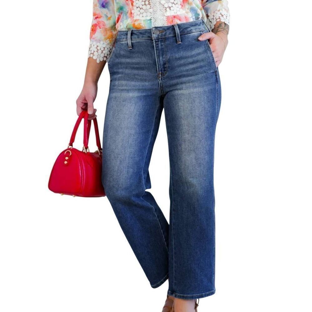 J21 Eleven X Risen Jeans Women's 30 Blue High Rise Straight Leg Stretch